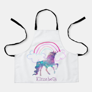 Lief paars magisch eenhoorn, regenboog schort