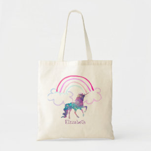 Lief paars magisch eenhoorn, regenboog tote bag