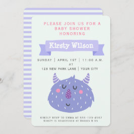 Lief Paars Monster | Uitnodiging voor Babyfeestje