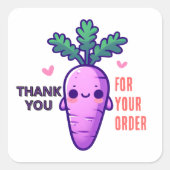 Lief Paars Wortel Dank Je Vierkante Sticker (Voorkant)