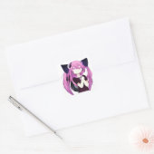 Lief Paarse en zwarte anime meisje met kattenoren Vierkante Sticker (Envelop)