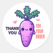 Lief Paarse Wortel Dank Je Ronde Sticker (Voorkant)