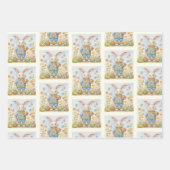 Lief Paashaas Konijn 3 Kleurrijke Kinderen Inpakpapier Vel (Voorkant 2)