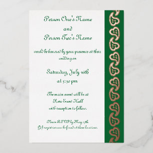 Lief Paisley Harten in Groene Folie Invitation Uitnodiging
