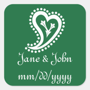 Lief Paisley Harten in Groene Sticker