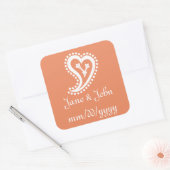 Lief Paisley Harten in Koraal Sticker (Envelop)