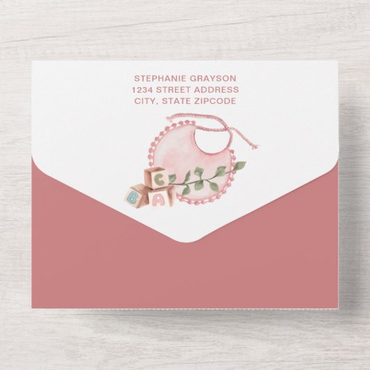 Lief Pampas Boho Meisje Baby shower All In One Uitnodiging (Achterkant)