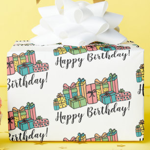 Lief patroon Kleurige Verjaardag Cadeaupapier