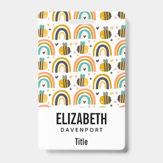 Lief patroon van hommels en regenbogen badge (Voorzijde)