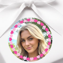 Lief Persoonlijk Fotohart Roze Ronde Sticker