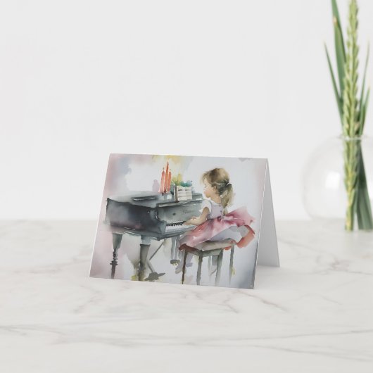 lief pianist klein meisje spelen piano Kaart (Voorkant)