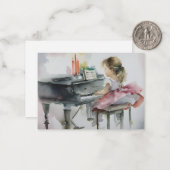 Lief pianist klein meisje spelen piano notitiekaartje (Voorkant / Achterkant in situ)
