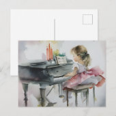 Lief pianospelertje speelt piano briefkaart (Voorkant / Achterkant)