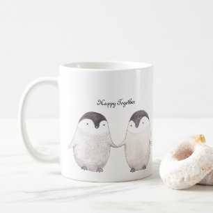 Lief Pinguïn Koppel Gelukkig Samen Jubileum Koffiemok
