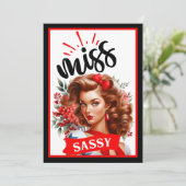 Lief Pinup_ Meisje Sassy Kaart (Staand voorkant)