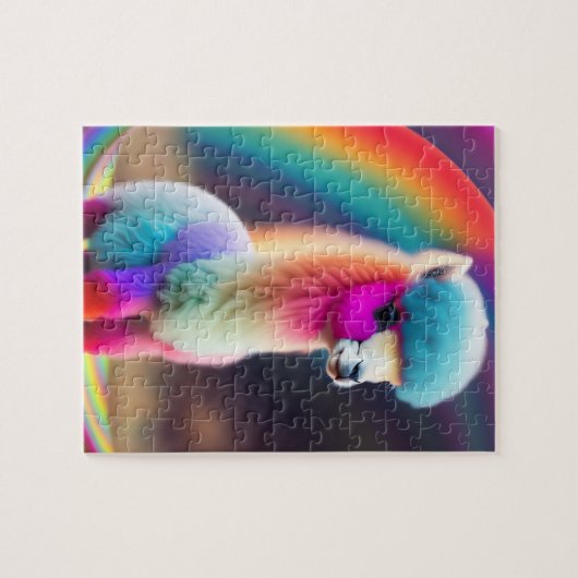 Lief pluizig klein Schattige kleurrijk Alpaca Legpuzzel (Horizontaal)