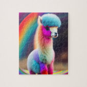 Lief pluizig klein Schattige kleurrijk Alpaca Legpuzzel (Verticaal)