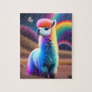 Lief pluizig klein Schattige kleurrijk Baby alpaca Legpuzzel