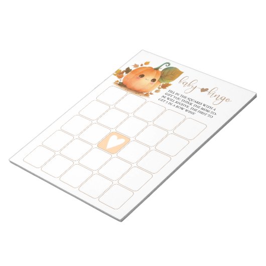 Lief pompoen Herfst Baby Bingo Notitieblok (Schuin)