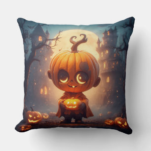 Lief pompoenpersonage in een griezelige Halloween- Kussen