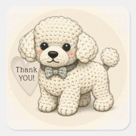 Lief Poodle Puppy Feest Gebreide Illustratie Vierkante Sticker