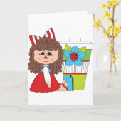 Lief poppenmeisje kaart (Gele Bloem)