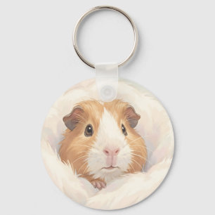 Lief portret van een pluizige cavia sleutelhanger
