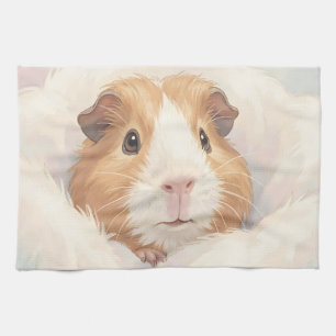 Lief portret van een pluizige cavia theedoek