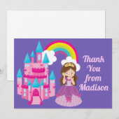 Lief prinsessenkasteel verjaardagsmeisje bedankkaart (Voorkant / Achterkant)
