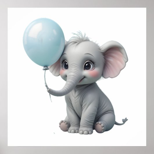 Lief print met olifant voor babykamer  (Voorkant)