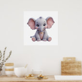 Lief print met olifant voor babykamer  (Keuken)