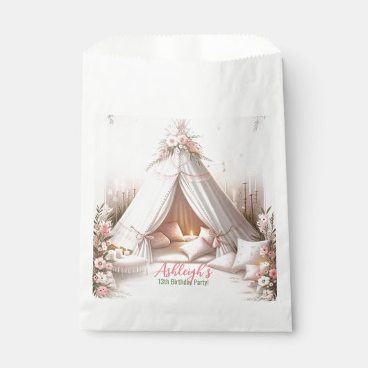 Lief pyjamafeest meisje sleepover verjaardag bedankzakje (Voorkant)