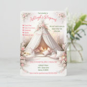 Lief pyjamafeest meisje sleepover verjaardag kaart (Staand voorkant)