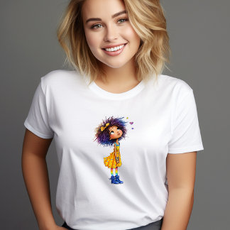 Lief Regenboogmeisje Whimsische Kleurrijke Kunst Tri-Blend Shirt