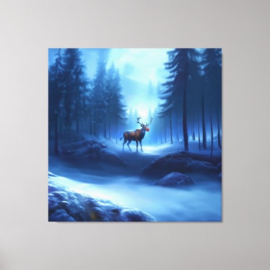 Lief rendier winter wonderland vakantie canvas afdruk (Voorkant)