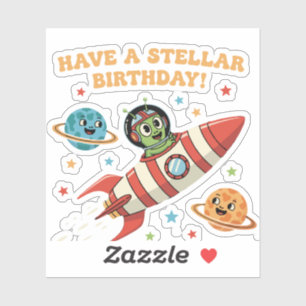 Lief Retro Alien in Raketschip Stellaire Ruimte Sticker