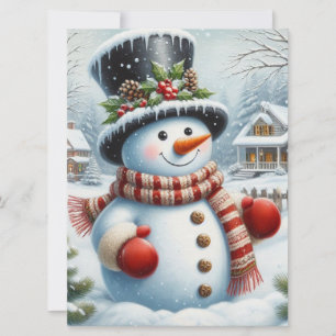 Lief, Retro/Whimsical Kerstmis/winter sneeuwman Feestdagenkaart