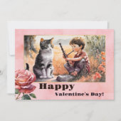 Lief Romantisch Grappig Kat Gelukkig Valentijnsdag Feestdagenkaart (Voorkant)