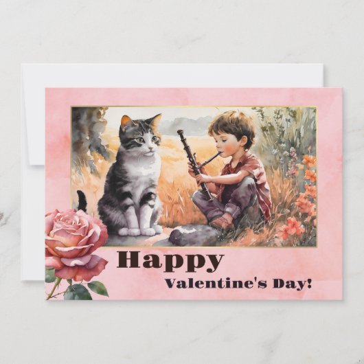 Lief Romantisch Grappig Kat Gelukkig Valentijnsdag Feestdagenkaart (Voorkant)