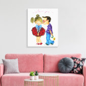 Lief romantisch stel canvasprint canvas afdruk (Insitu (Woonkamer))