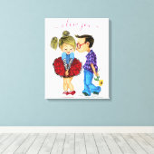 Lief romantisch stel canvasprint canvas afdruk (Insitu (Houten vloer))
