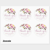 Lief Roos Waterverf Bloemen bruiloft gunst Ronde Sticker (Vel)