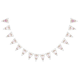 Lief Roos Waterverf Floral Wedding Forever Vlaggetjes