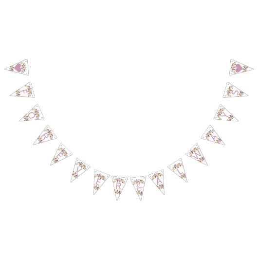 Lief Roos Waterverf Floral Wedding Forever Vlaggetjes (Alle)