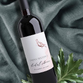 LIEF ROZE AQUAREL VLINDER BRUIDSSLUIER WIJN ETIKET