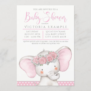 Lief Roze Baby Meisje Olifant Baby Shower Kaart