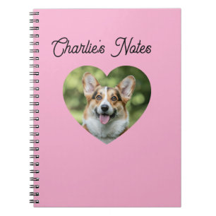 Lief roze gepersonaliseerd huisdier hond hart fram notitieboek