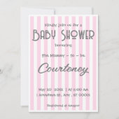 Lief roze gestreepte babyshower uitnodiging (Voorkant)