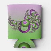 Lief Roze Groen Hart Modern Abstract Fractal Blikjeskoeler (Achterkant)