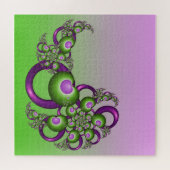 Lief Roze Groen Hart Modern Abstract Fractal Legpuzzel (Horizontaal)
